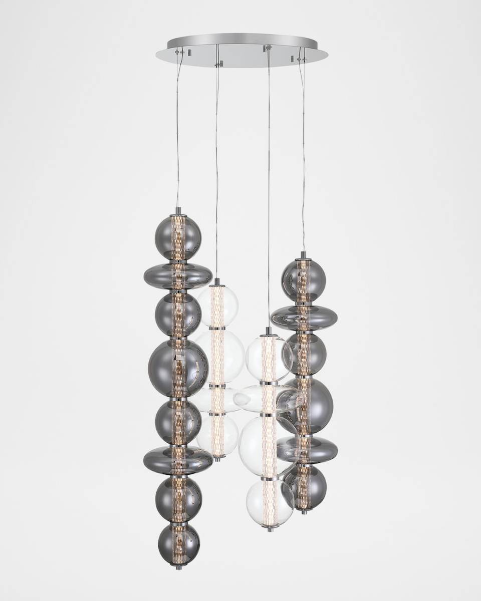 Atomo 50" 4-Light Multi-Drop LED Chandelier, Chrome
